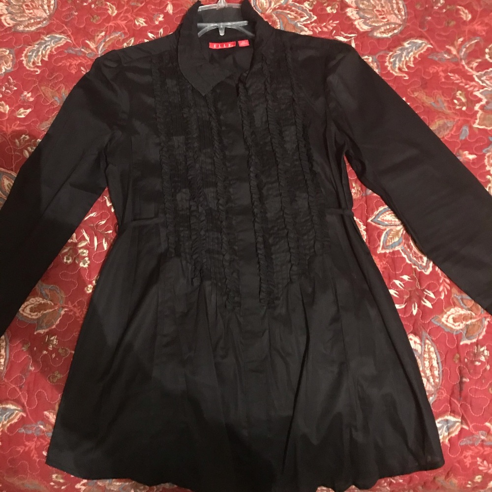 Black Elle Ruffled Blouse Women XL